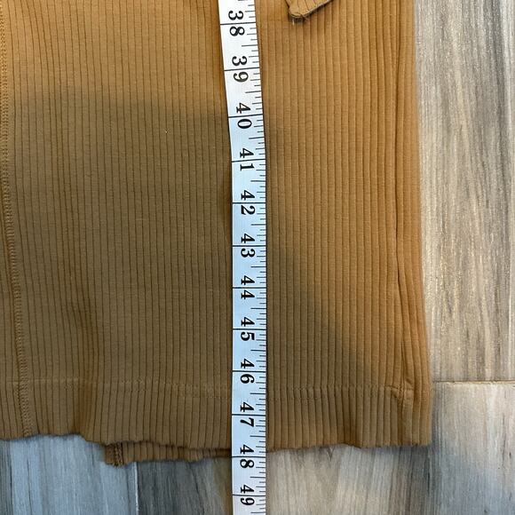 Pact Dress Ribbed Jazz Brown Camel Size Large Long Sleeve Belted Midi Organic - Picture 11 of 11